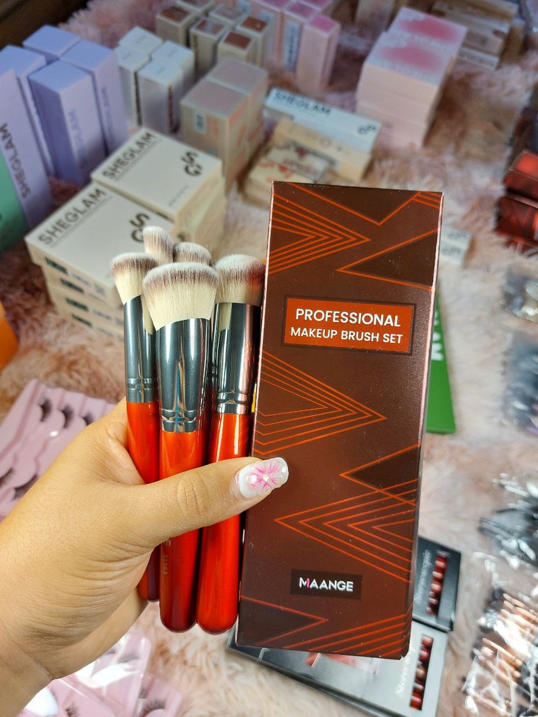 Brochas MAANGE Set rojo ( rostro - 5pcs ) 